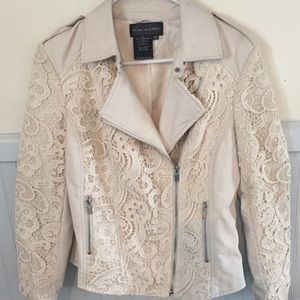 Cream Live A Little faux Leather & Lace Jacket